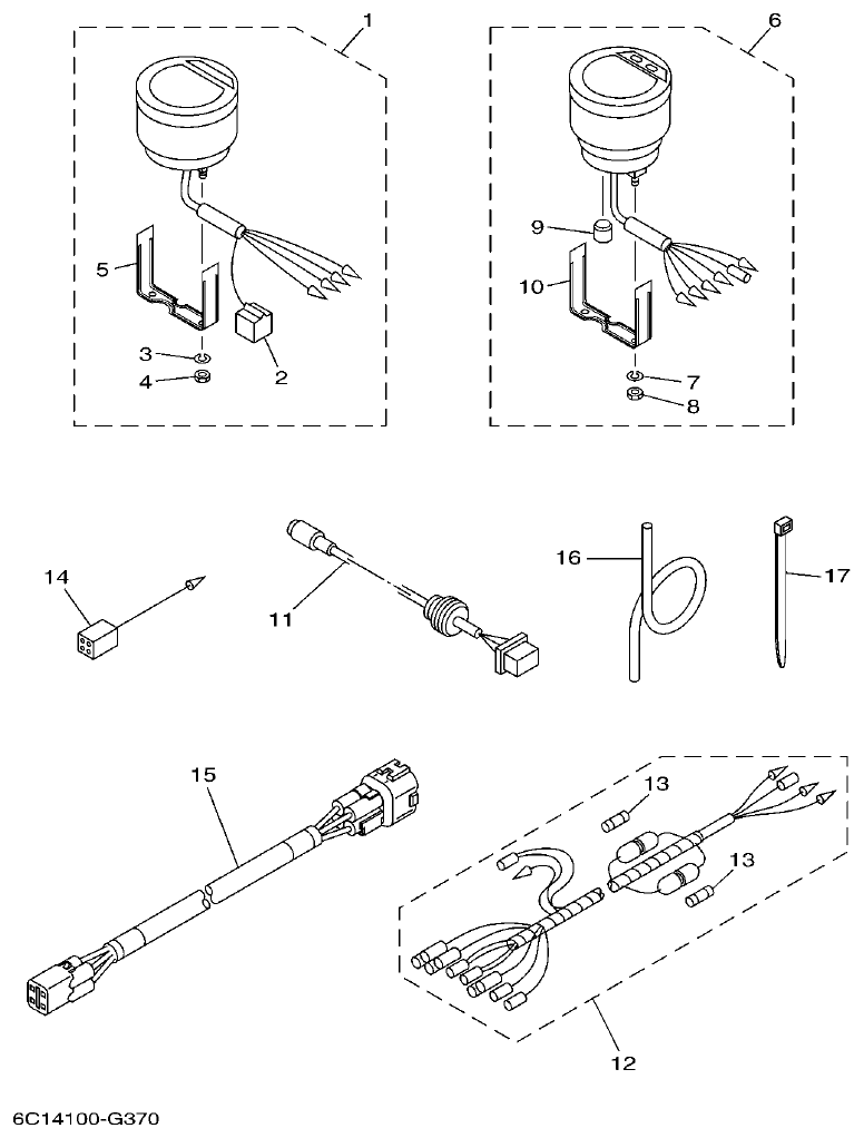 Yamaha F150FET, FL150FET METER 1 parts diagram